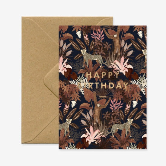 'Happy Birthday' leopard jungle Card