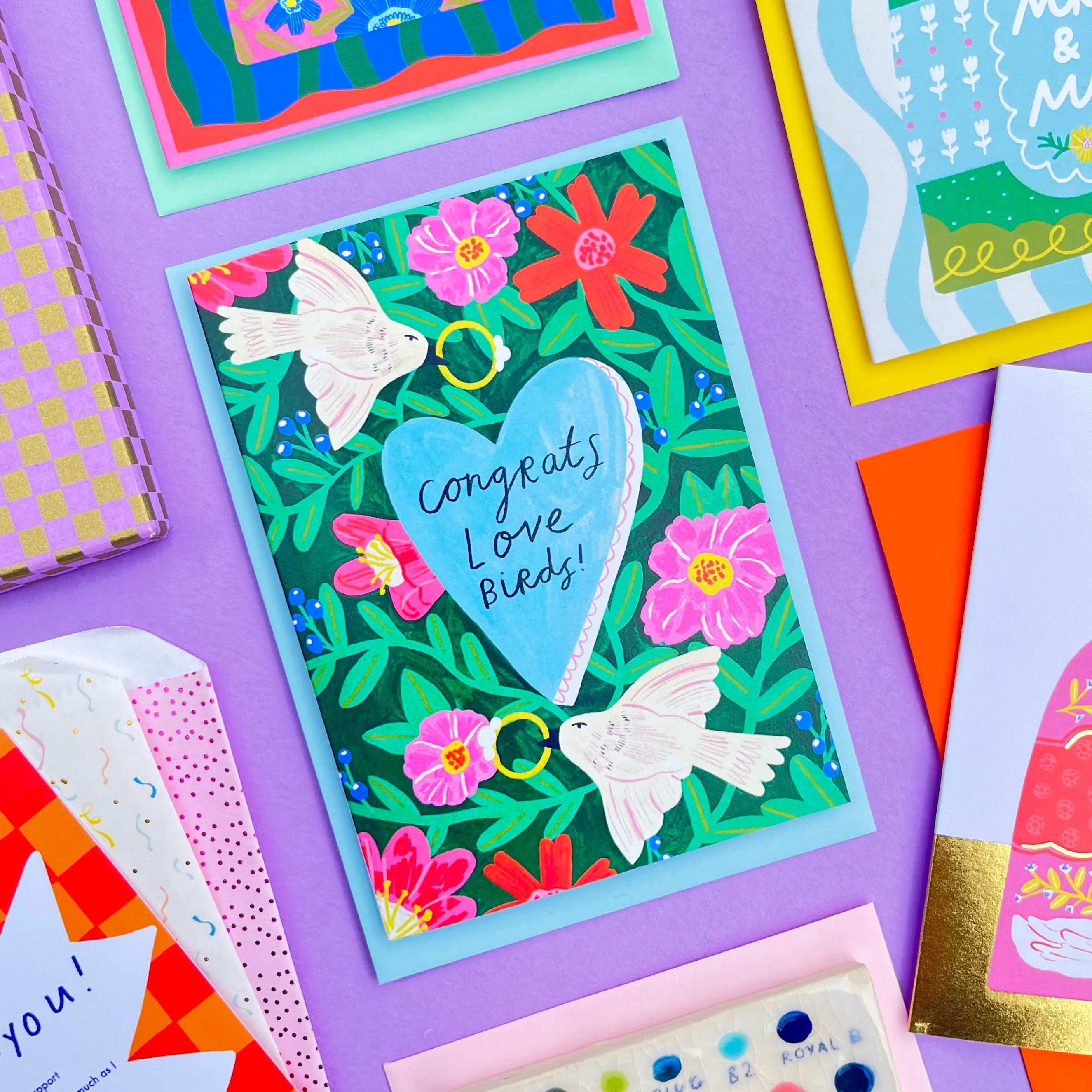 Congrats Love Birds Greeting Card
