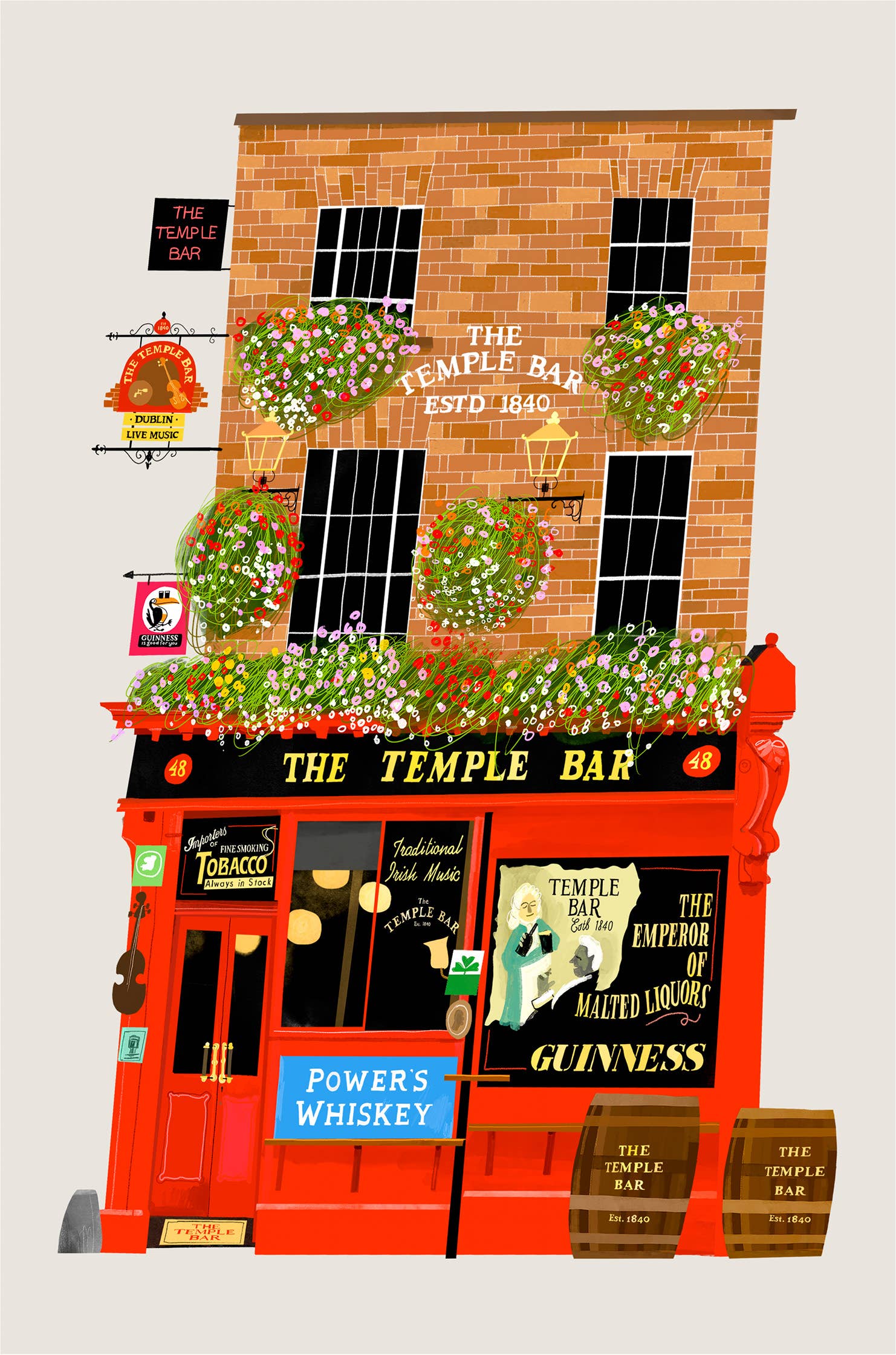 The Temple Bar, Art Print by Conor Langton