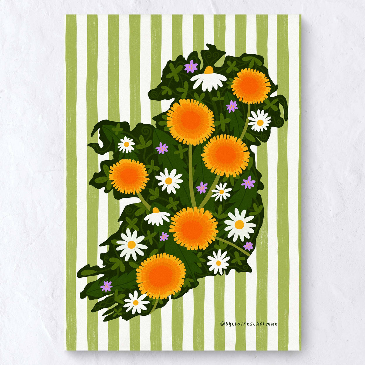 Floral Map Of Ireland - Art Print