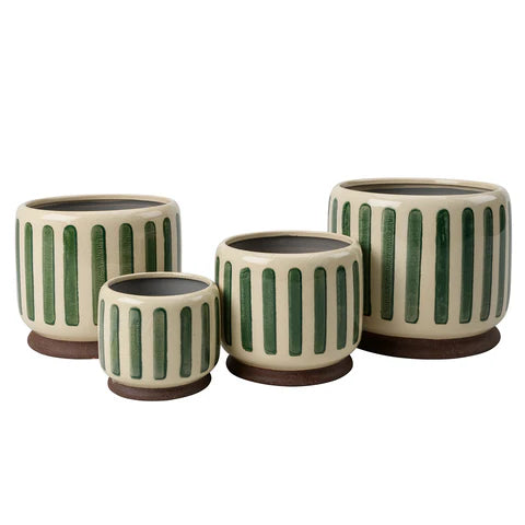 Green Stripe Indoor Pot (various sizes)