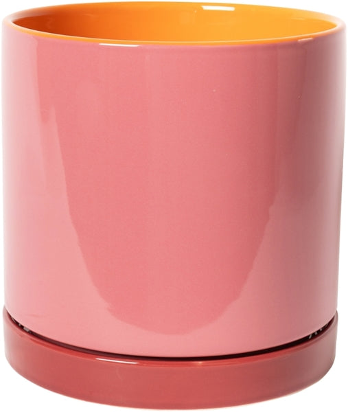 Orange + Pink + Maroon Pot with Saucer