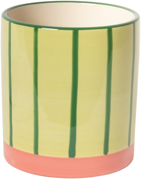 Green + Rose Pot with lines