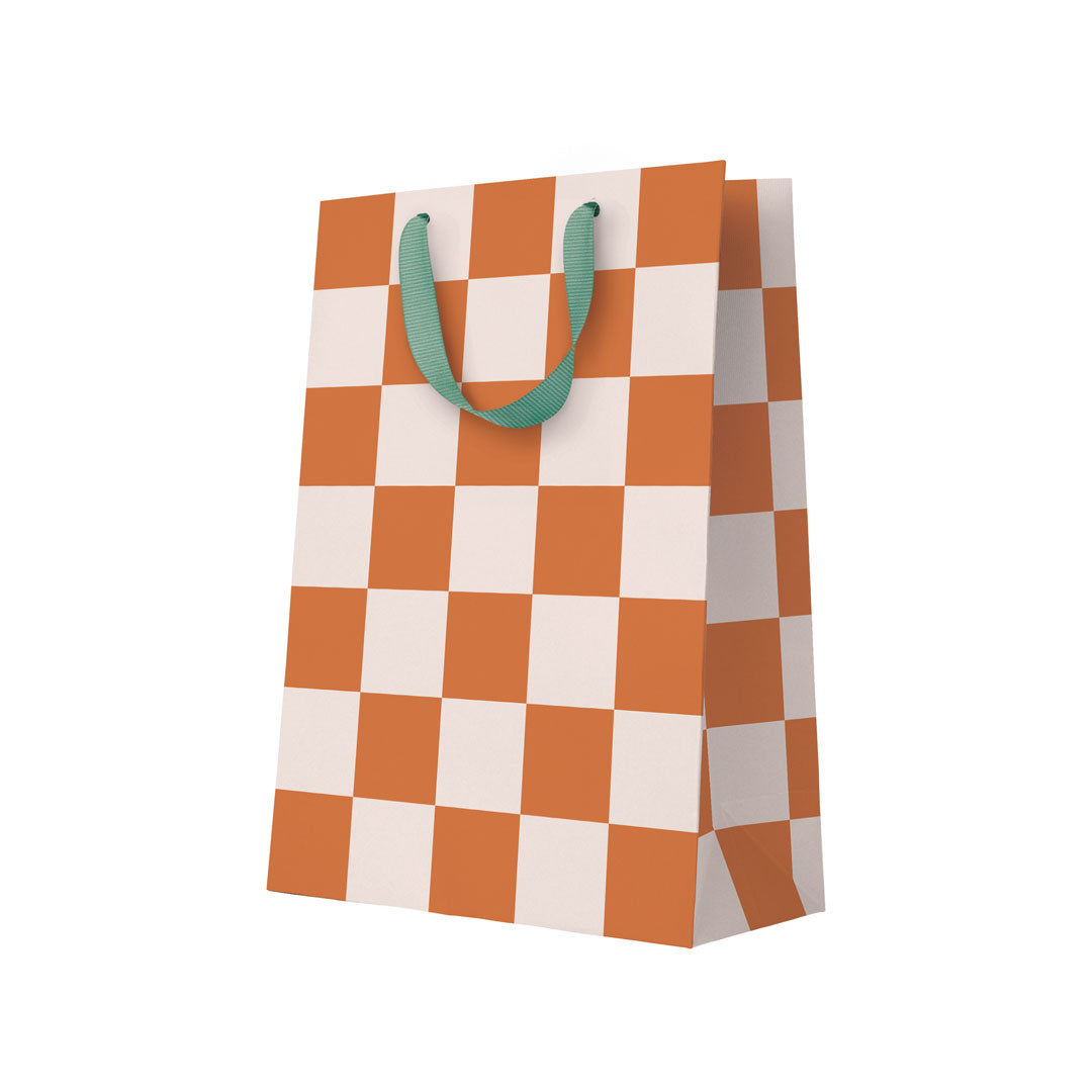 Burnt Sienna Checkerboard Large Gift Bag Large Gift Bag
