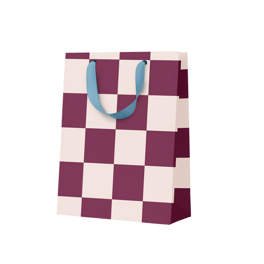 Burgundy Checkerboard Mini Gift Bag
