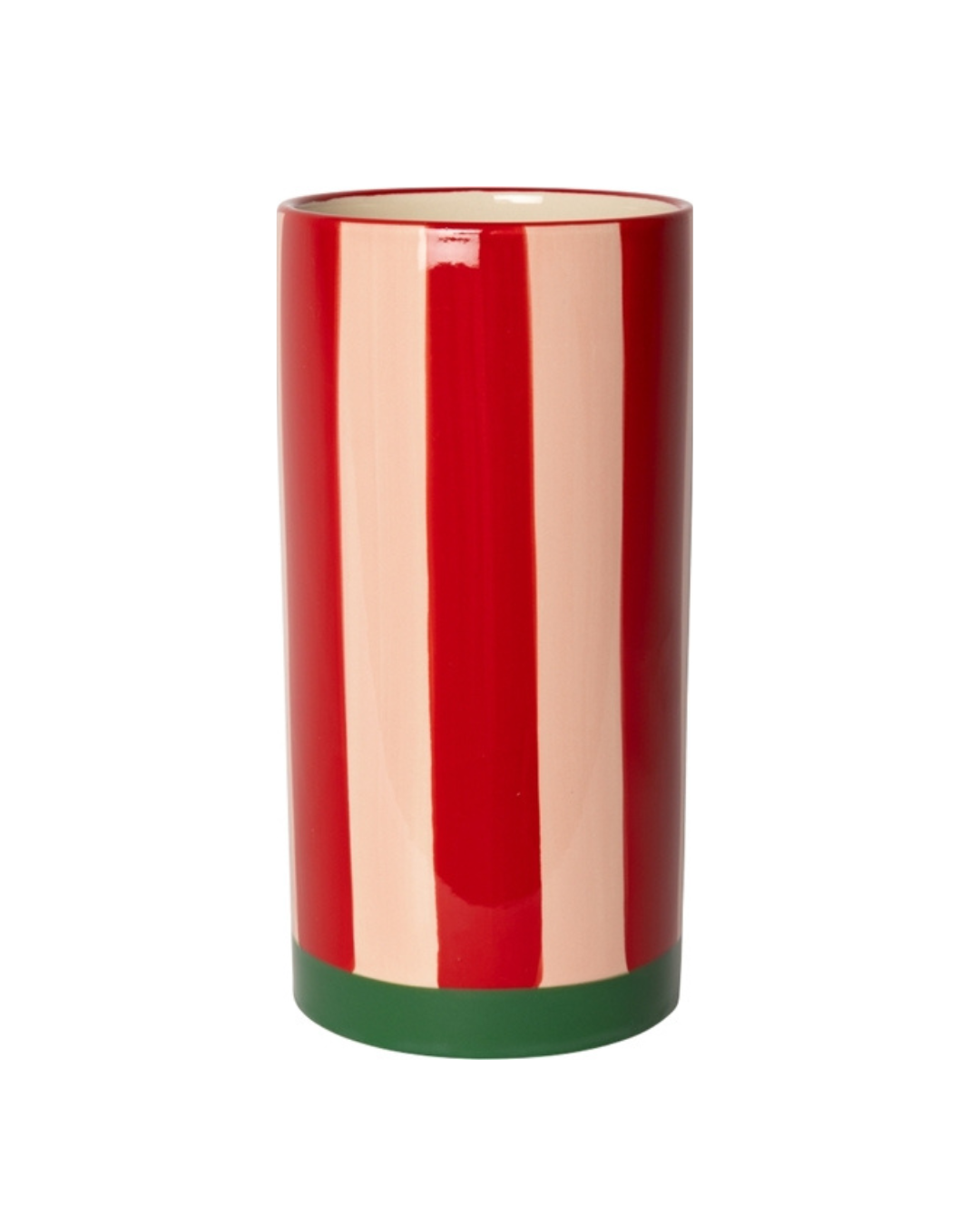 Red + Pink + Green Stripe Vase