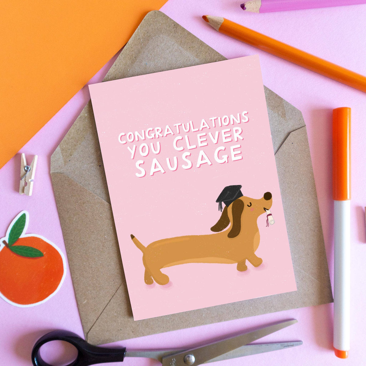 Cute Sausage Dog Graduation Card