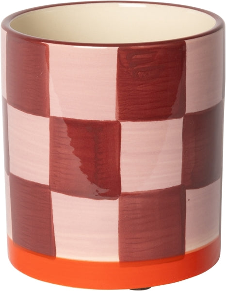 Checkered Maroon Pot