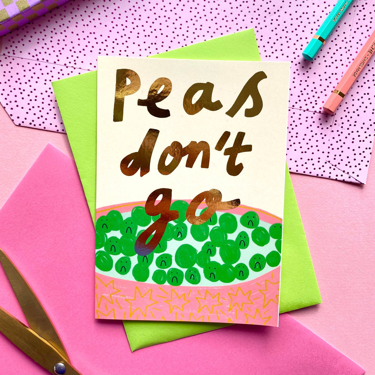 Peas don’t go Greeting Card