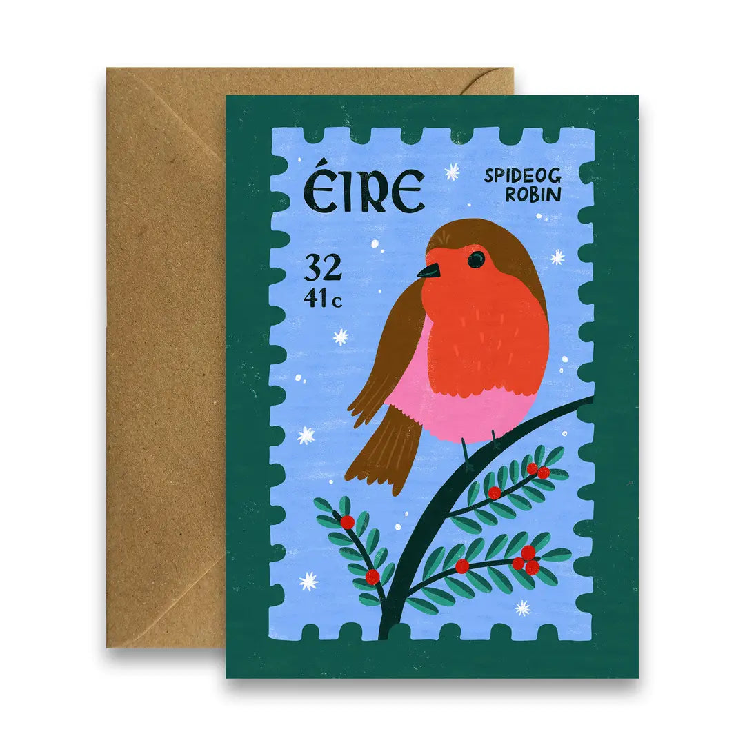Robin Stamp Christmas Card