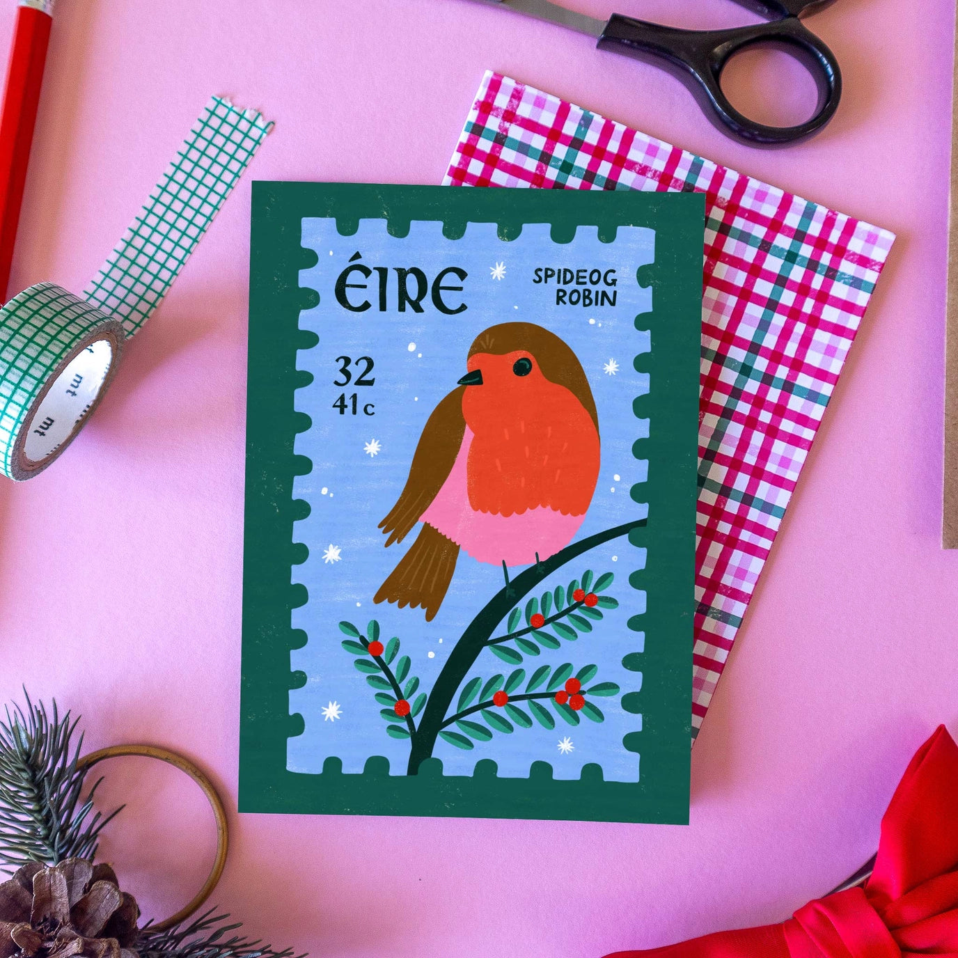 Robin Stamp Christmas Card