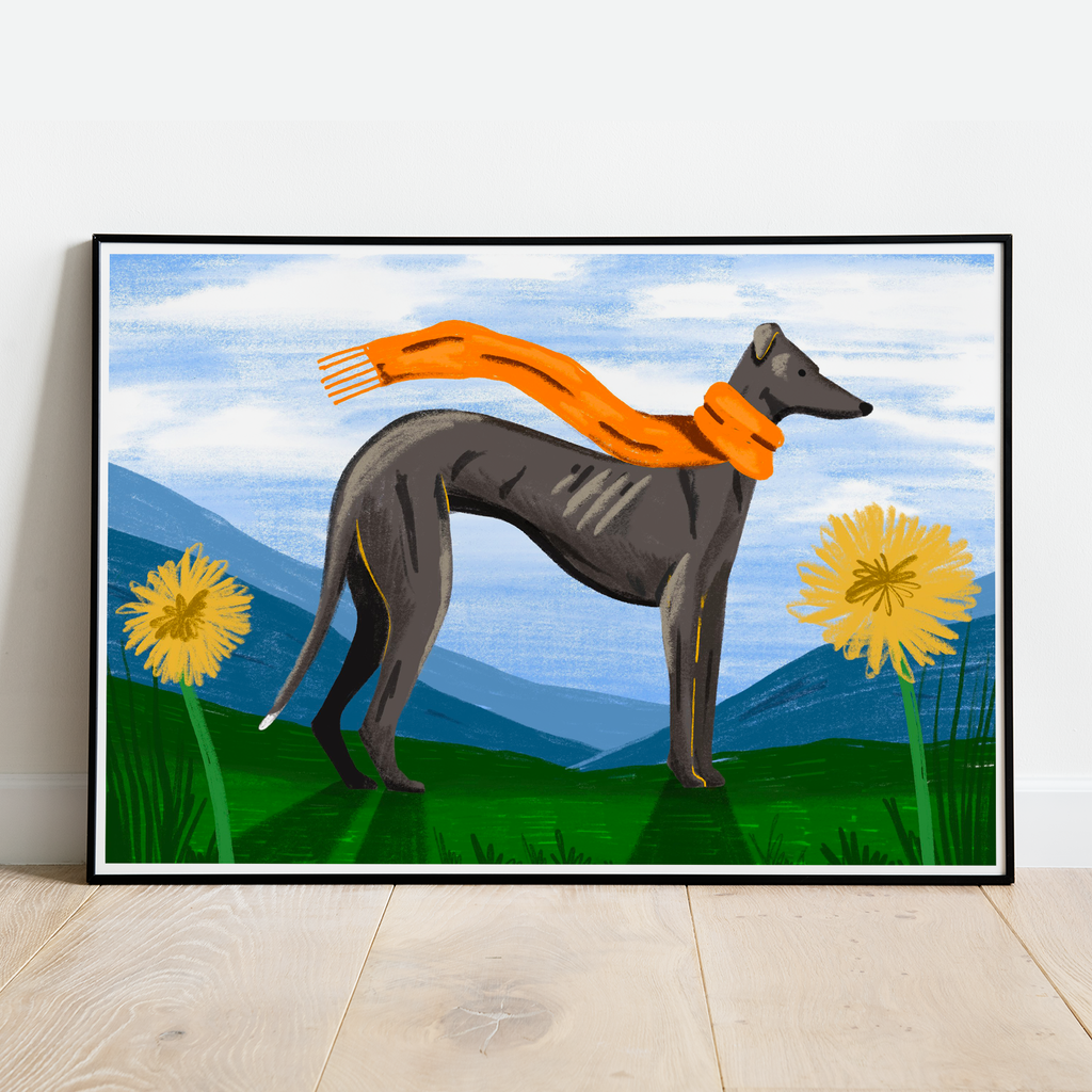 Springtime Greyhound Print by Cathy Hogan